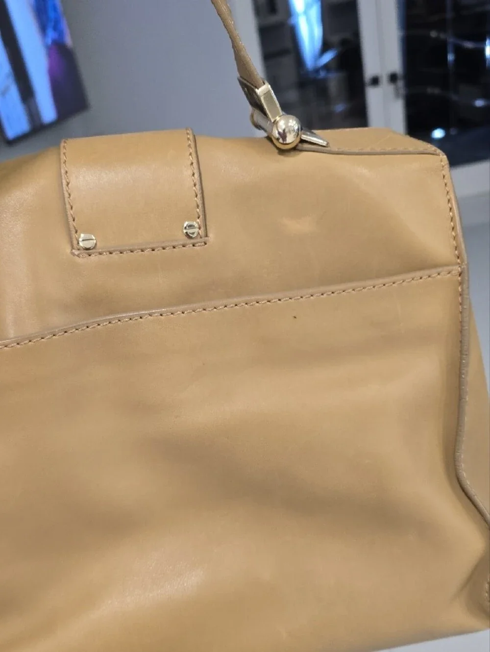 Jimmy Choo Tan Leather Satchel with Gold Hardware